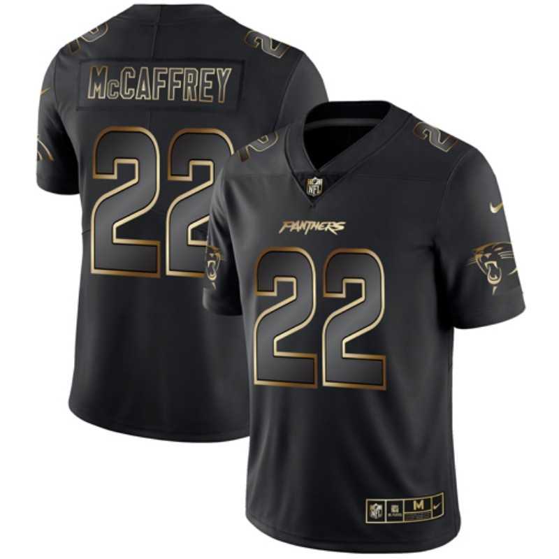 Nike Panthers 22 Christian McCaffrey Black Gold Vapor Untouchable Limited Jersey Dyin